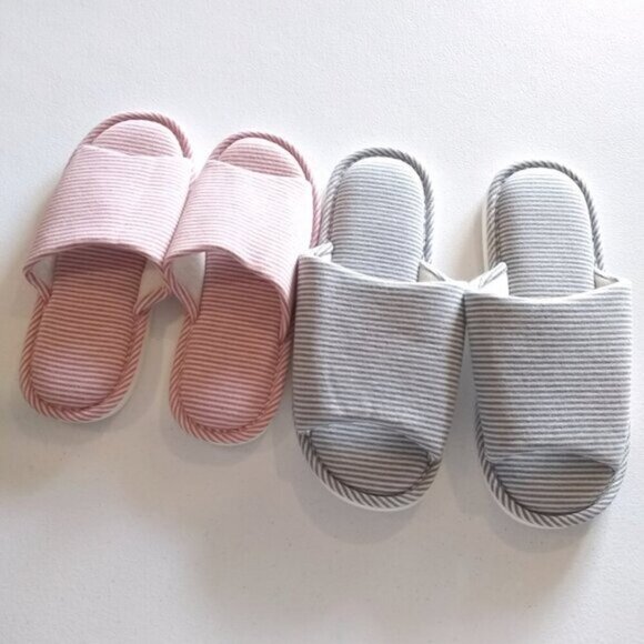 NWOT! Women's House Bath Slippers - Pink & White Stripes - S app 9.5" Length - Picture 8 of 8